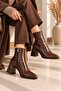 Women's Pointed Toe Zippered Block Heeled Stylish Ankle Boots - 2