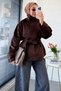 Premium Stand Collar Button Detailed Nubuck Jacket - Brown - 5