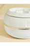White Round Insulated Casserole with Gold Trim - 5.5L - 4