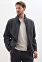 3-Thread Zipper Stand Collar Jacket with Striped Sleeves - 3
