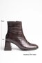 Women's crocodile embossed coffee brown winter boots with 7 cm chunky heel tr08mk03c - 2
