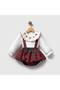 Baby Girl Cotton Collar Embroidery Detail Shirt and Plaid Patterned Romper Set