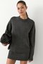 Nanna women's oversized fit soft cashmere-feel crew neck chunky knit anthracite melange sweater - 4