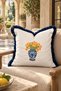 Premium Embroidered and Fringed Cushion Cover - 43*43 cm - Mediterranean Tulip - Pnk001