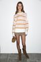 Nanna Women's Oversize Fit Soft Cashmere Crew Neck Thick Knitwear Ecru-Pink-Mustard Sweater - 3