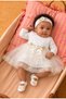 Baby Girl Floral Detailed Tulle Dress with Inner Bodysuit, Shoes and Bandana as a Gift