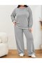 Plus Size Thick Knitwear Bottom Top Black Set - 2