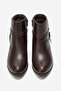 Women's Thick Heeled Buckle and Belt Detailed Zippered Boots&Booties Real Leather Br 66335 Brown - 4