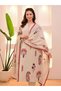 Dhira Beige Striped Suit Set - ALV2192-Beiges-Size:2XL-44-Inches - 4