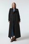 Double-Breasted Collar Belted Waist Long Black Trench Coat 12528 - 2