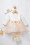 Baby Girl Floral Detailed Tulle Dress with Inner Bodysuit, Shoes and Bandana as a Gift - 4
