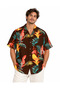 Men's Silk Graphic Short Sleeve Original Fit Casual Shirt, Brown