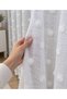 White Pompom Linen Look Wrinkle-Resistant Pleated Tulle Curtain Children's Room Tulle Curtain - 5