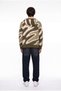 Men's Wave Patterned Hooded Knitwear with Zipper on the Front, Khaki - 6