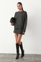 Nanna women's oversized fit soft cashmere-feel crew neck chunky knit anthracite melange sweater - 2