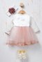 Baby Girl Floral Detailed Tulle Mevlüt Dress - with Shoes and Bandana Gift (Inner Bodysuit Included) - 7