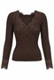 Brown Cashmere Textured Lace V-Neck Blouse - 2Y1727