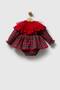 Baby Girl Cotton Plaid Patterned Romper and Detachable Pompom Cape Two-Piece Set - 3