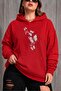 Sw Butterfly Printed Women's Large Size Oversized Hooded Two-Thread Cotton Sweatshirt Relaxed Fit
