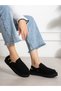 Perli̇ Black Fur Lined Buckle Women's Shoes - 6