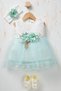 Baby Girl Floral Detailed Tulle Mevlüt Dress - with Shoes and Bandana Gift (Inner Bodysuit Included) - 5
