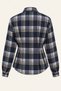 Women's Navy Blue Plaid Waist-Fitted Cotton Blend Shirt Alc-X15957 - 5