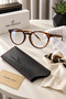 Laj Leopard and Black Frame Medium Size Popular Blue Light Protection Blue Block Clear Screen Glasses Glasses Replaceable - 2