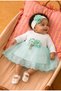 Baby Girl Floral Detailed Tulle Mevlüt Dress - with Shoes and Bandana Gift (Inner Bodysuit Included) - 2