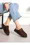 Perli̇ Brown Fur Buckle Women's Shoes - 4