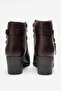 Women's Thick Heeled Buckle and Belt Detailed Zippered Boots&Booties Real Leather Br 66335 Brown - 5