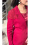 Women's Lace Jacket Skirt Set Three-Piece Set– Shoulder Embroidered Blazer Jacket, Lined Long Skirt, Blouse 3-Piece Set - 3