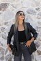 Black Button Detail Leather Blazer