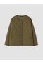 Özmarka New Season Khaki Crew Neck Quilted Women's Coat - 3