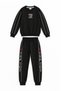 Black Boy's Stripe Detailed Elastic Cuffed Crew Neck Tracksuit Set 24843 - 5