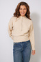Zipper Detail Bat Sleeve Tricot Sweater Stone - 3