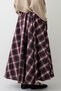 Plaid Pattern Flared Plum Skirt - 7