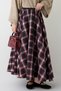 Plaid Pattern Flared Plum Skirt