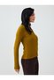 Oil Green Double Breasted Collar Button Detailed Soft Touch Blouse - 3