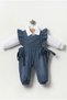 Baby Girl 2-Piece Set with Ruffle Detailed Denim Salopet Jumpsuit and White Shirt - 2