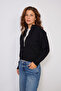 Zipper Detail Bat Sleeve Tricot Sweater Black - 3