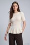 Short Sleeve Skirted Sweater with Flounces 2537 Natural - 2