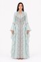 Women's Long Caftan with Embroidery and Shiny Stone Work and Butterfly Sleeves, Model 01