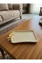 Decorative Metal Presentation Tray with Gold Flower Detail – Stylish Tea Tray 12X18 cm - 2