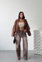Women's Ripped Wide Leg Baggy Brown Jeans - 4