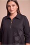 Zipper Collar Stone Embroidered Plus Size Modal Sweatshirt Black