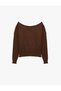 Viscose Blended Boat Neck Long Sleeve Knit Sweater - 6