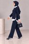 Women's comfortable fit knit set with button detail - 2 piece - 2