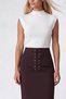 Women's Brown Bird's Eye Detailed Lined Skirt with Slits and Midi Length Alc-X15954 - 5