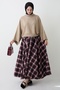 Plaid Pattern Flared Plum Skirt - 6