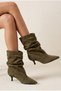 Women's Khaki Suede Bellowed Pino Heel Boots Un001-0806 - 3